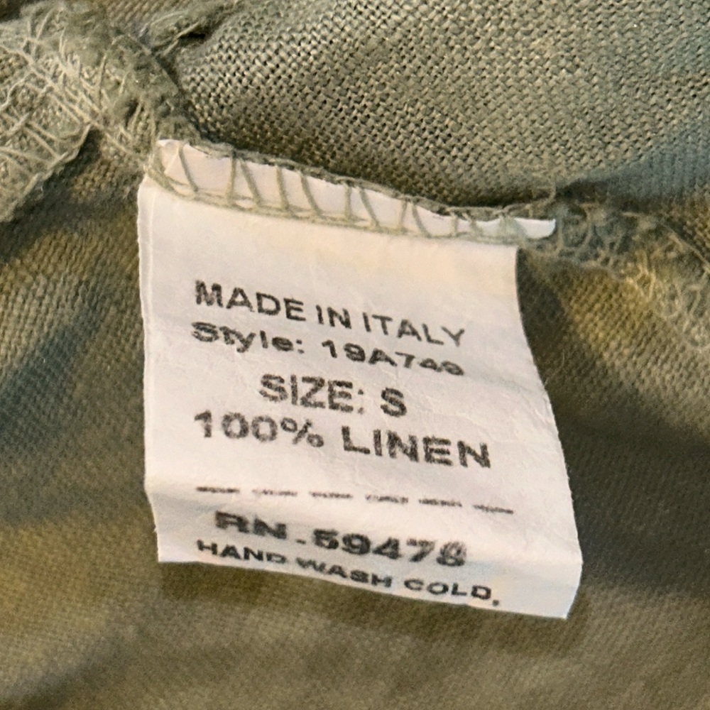 Francesca Bettini Green Sleeveless V Neck 100% Linen Midi Dress Womens Size S - Picture 5 of 6